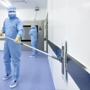 image of cleaners cleaning a hospital wall